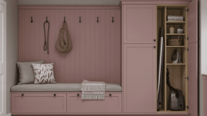 beautiful pink kitchen cabinet